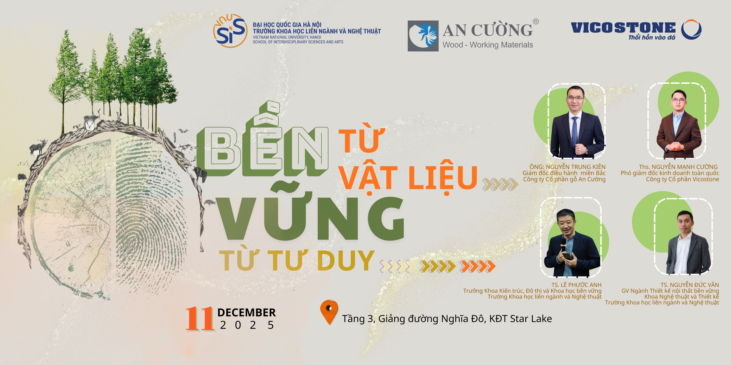 Tọa đàm “Bền vững từ vật liệu – Bền vững từ tư duy” tại VNU-SIS: Kết nối chuyên gia, kiến tạo xu hướng thiết kế bền vững